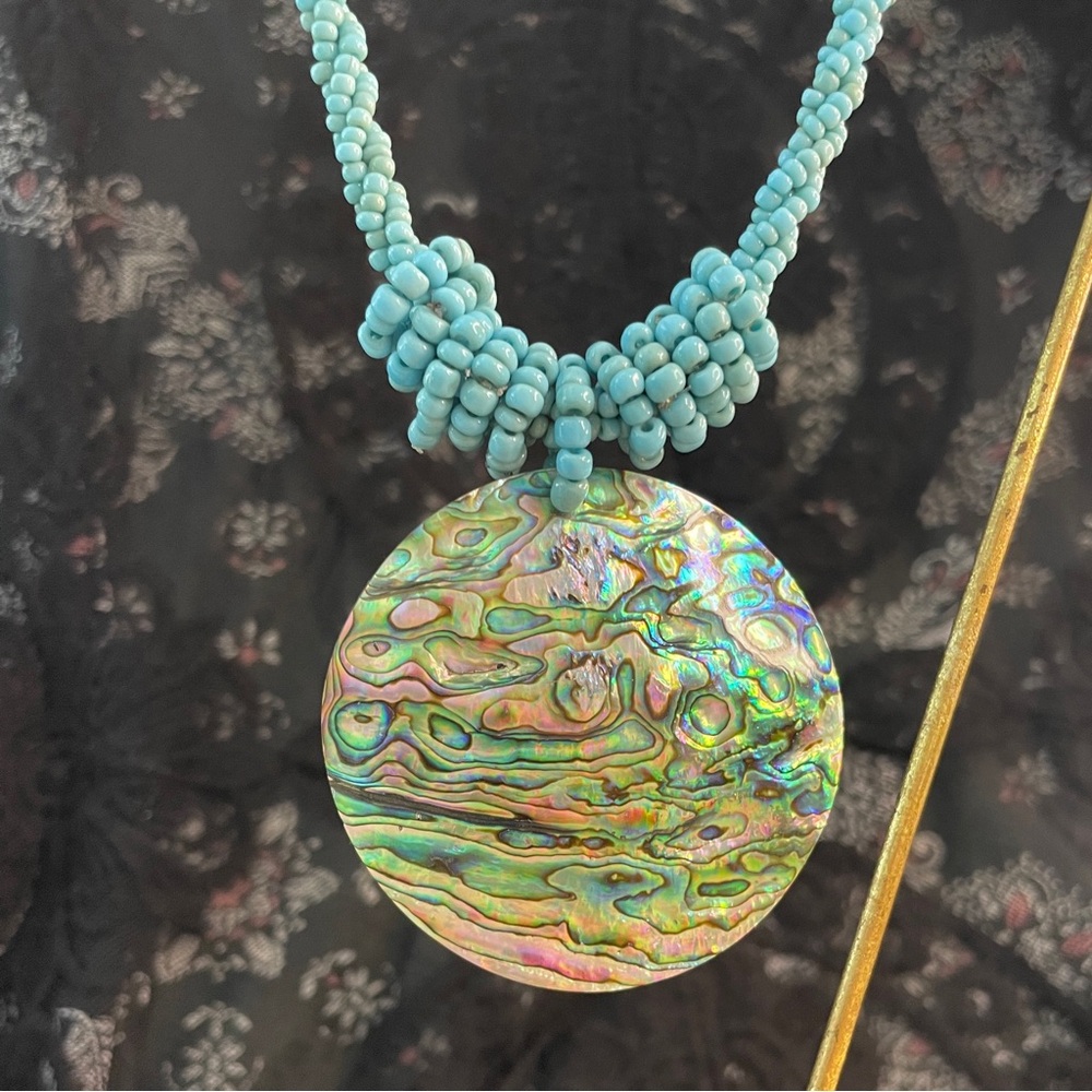 Lee Sands Abalone and Turquoise Beaded Necklace - Picture 7 of 7